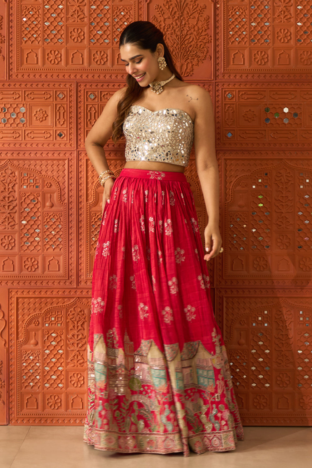 Sheesh Mahal Pink Skirt Set