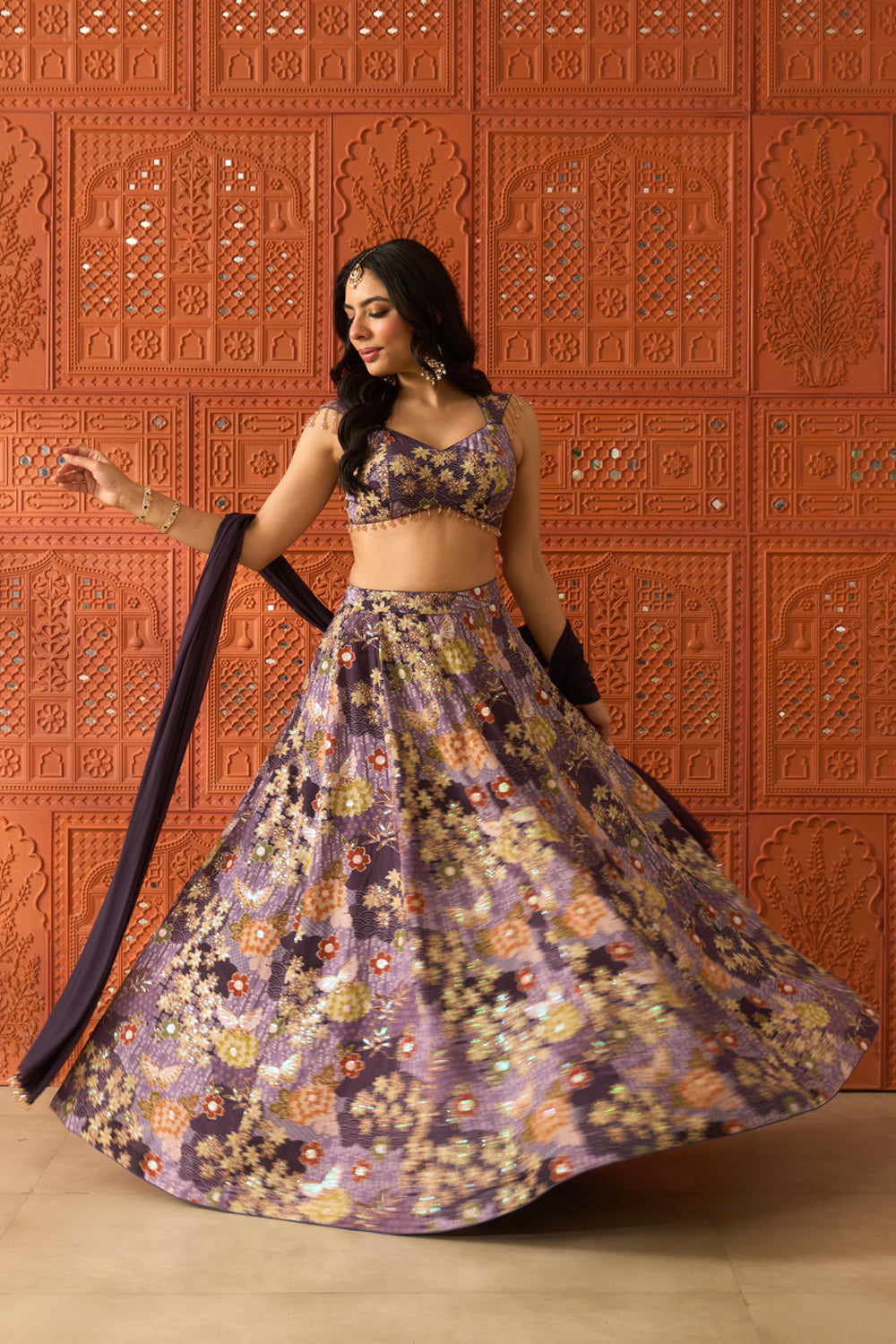 Zareen Purple Lehenga Set