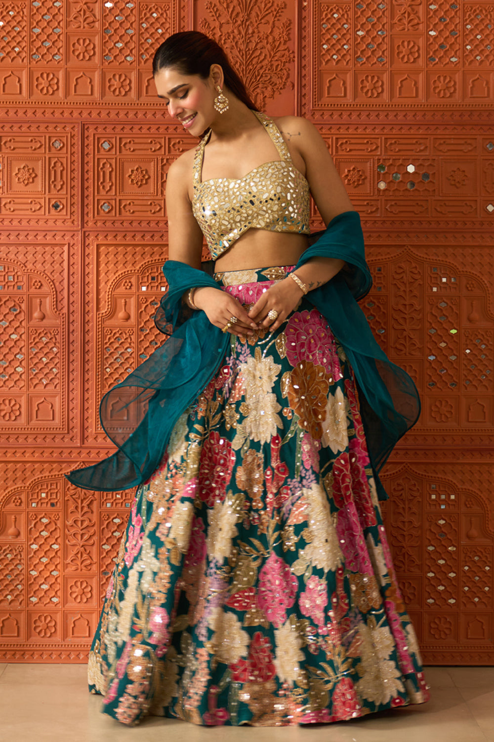 Malika Midnight Green Lehenga Set