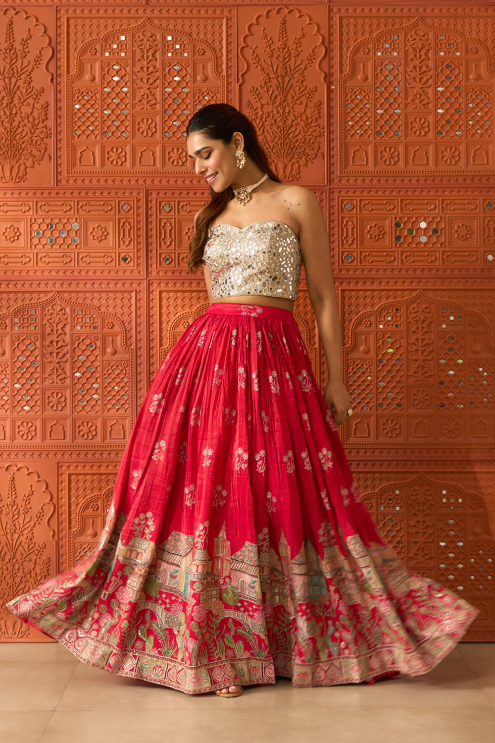 Sheesh Mahal Pink Skirt Set