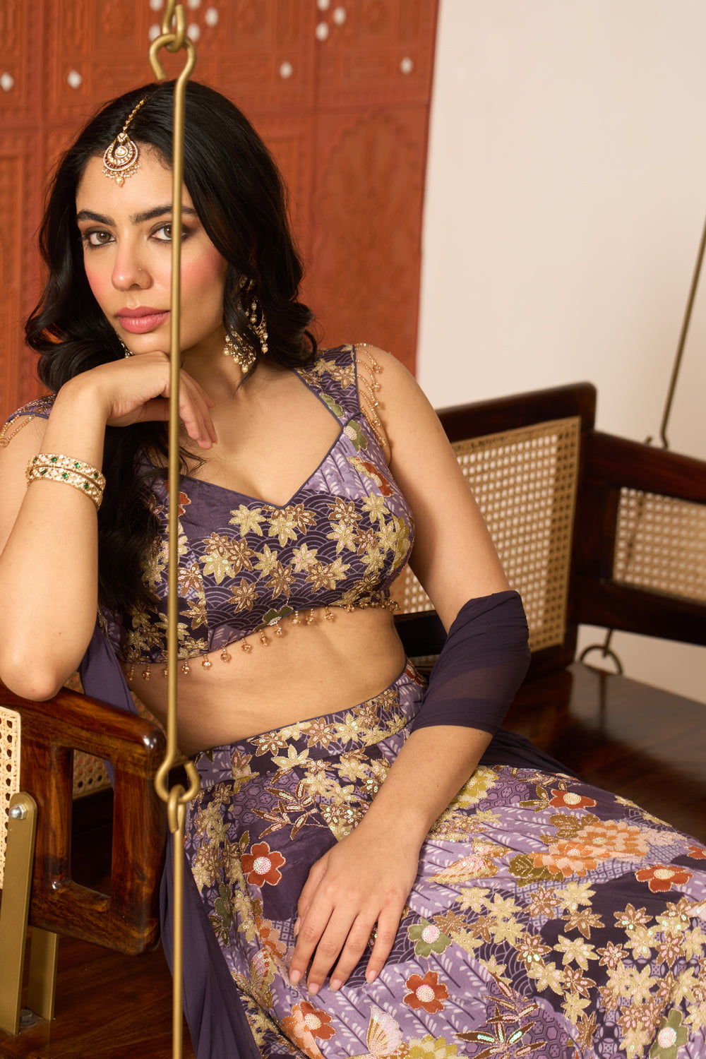 Zareen Purple Lehenga Set