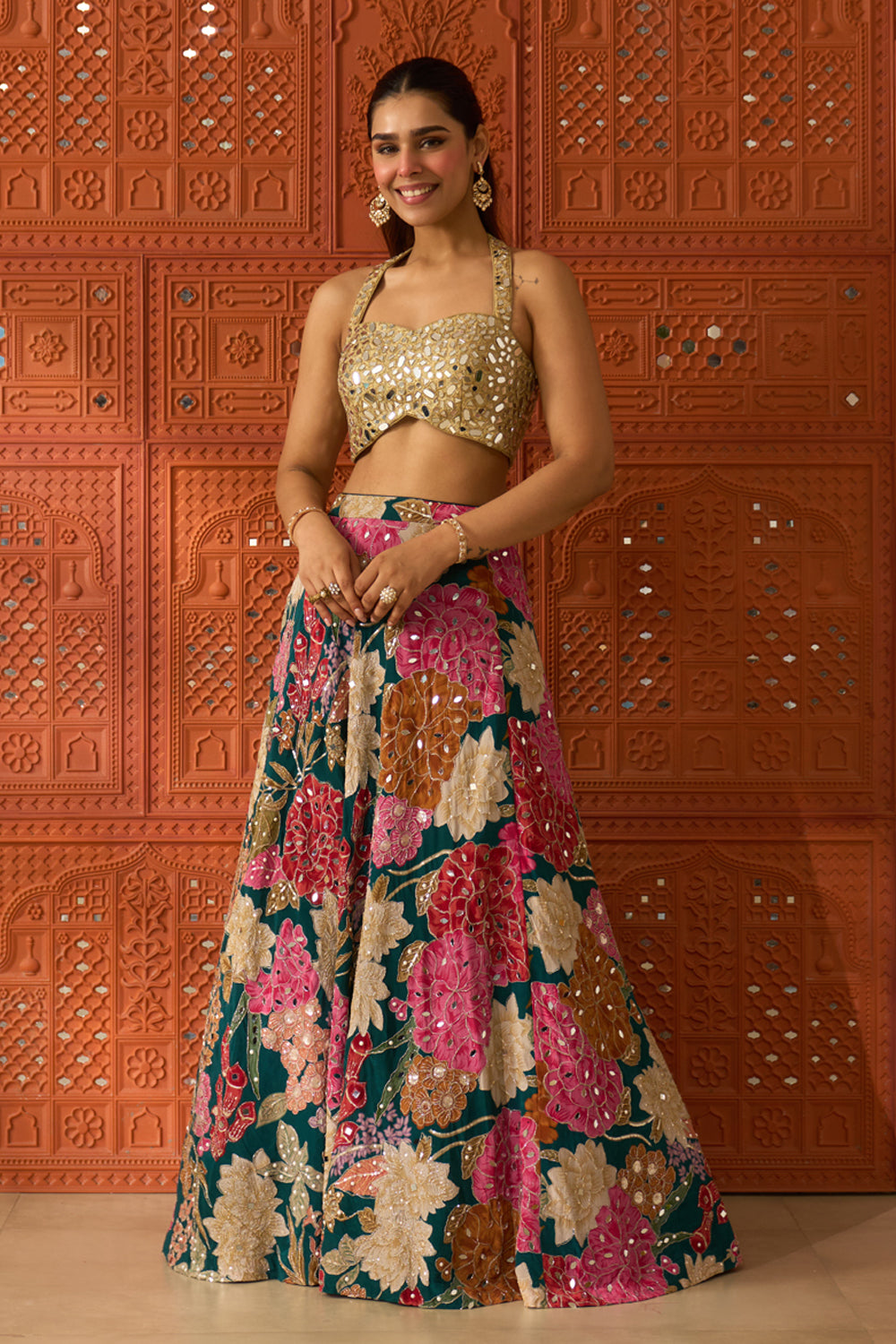 Malika Midnight Green Lehenga Set