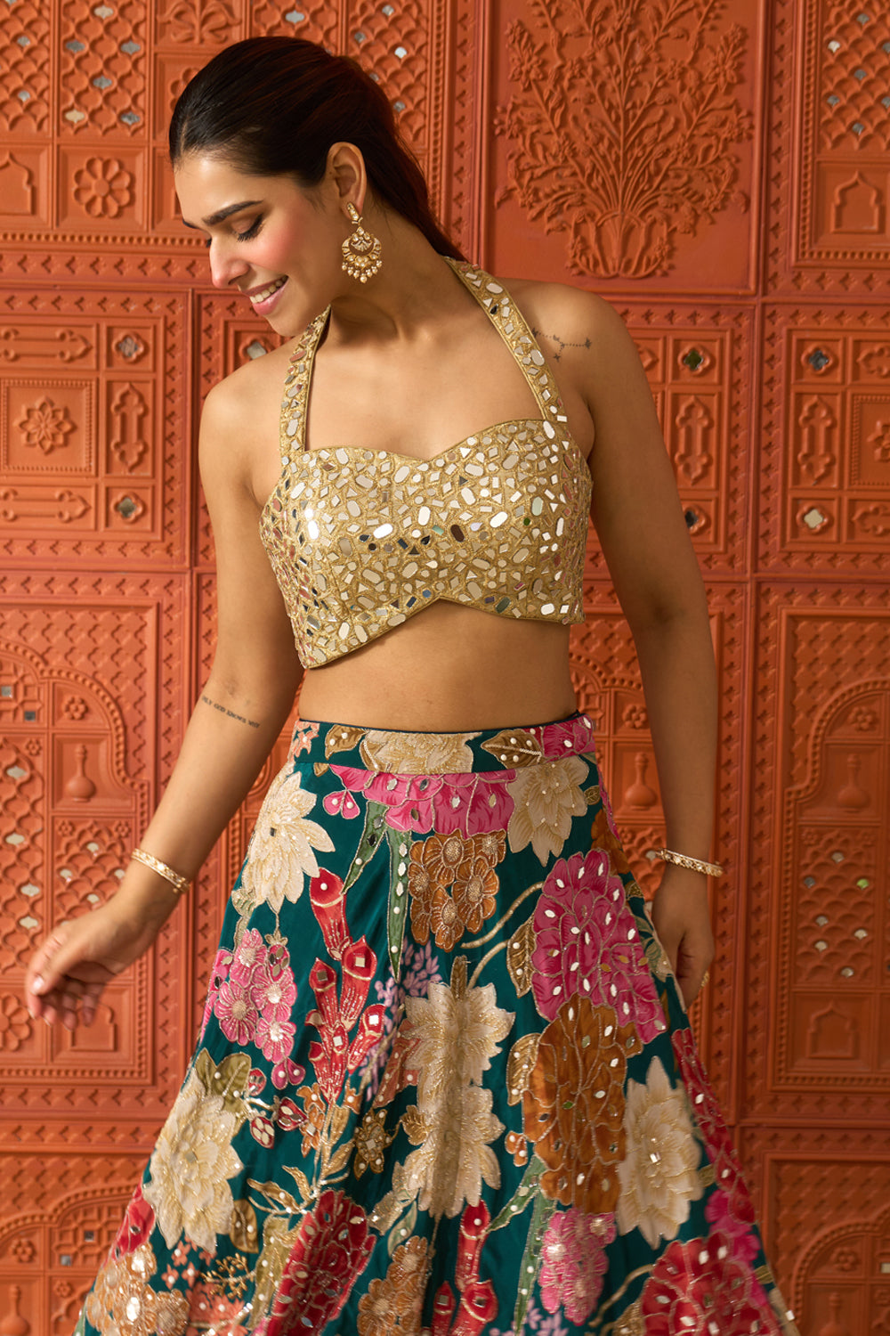 Malika Midnight Green Lehenga Set