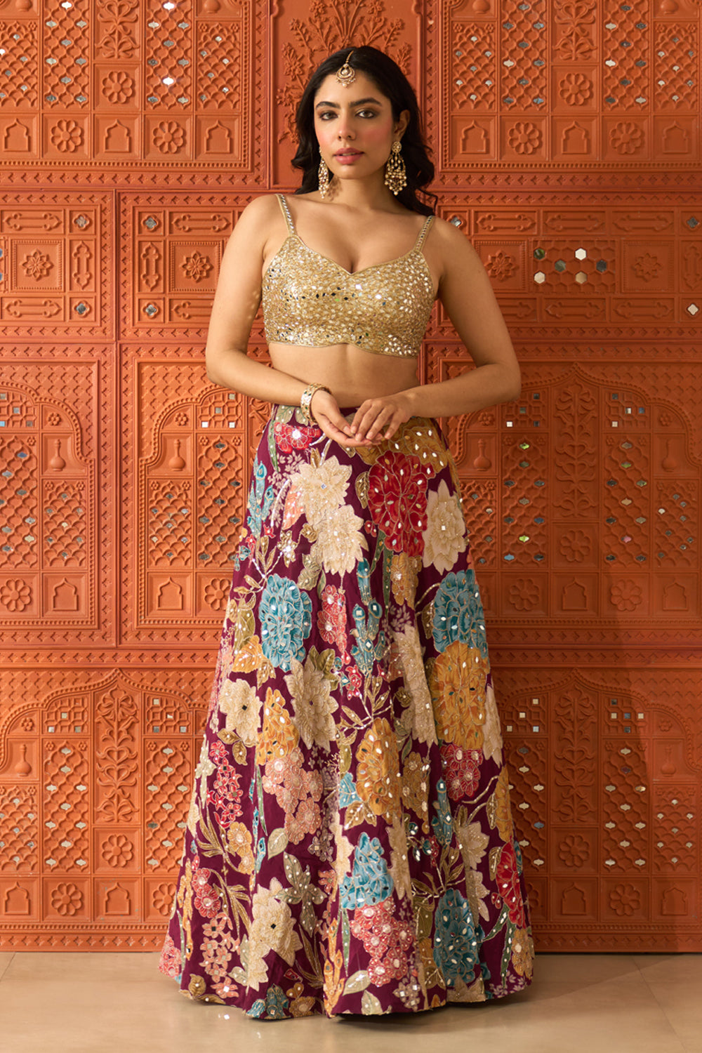 Malika Wine Lehenga Set